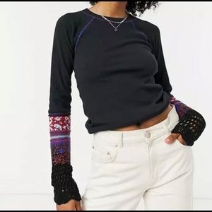 Free People In The Mix Black Thermal Long Sleeve
